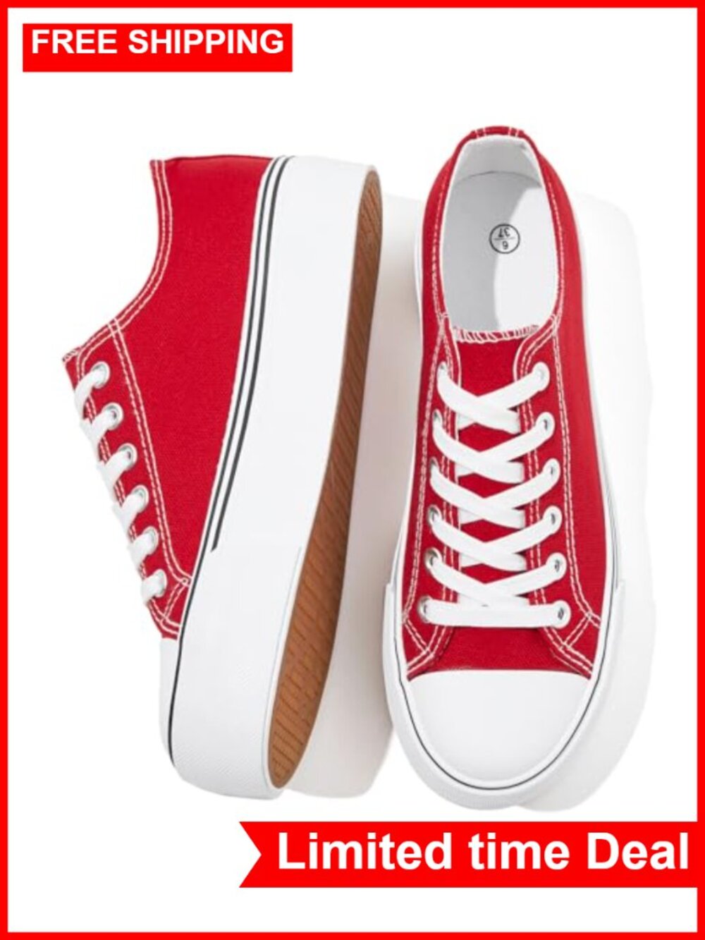 Platform Sneakers Canvas Lace Up Casual Walking Shoes